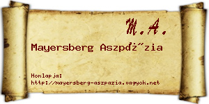 Mayersberg Aszpázia névjegykártya